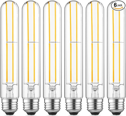 Gozelux T10 LED Bulb 6W Equal E26 LED Bulb 60 Watt Dimmable Cool White 4000K E26 Edison Bulb AC120V 750lm Tubular Light Bulb T10 for Rustic Pendant, Island, Chandeliers, Wall Sconces, Pack of 6