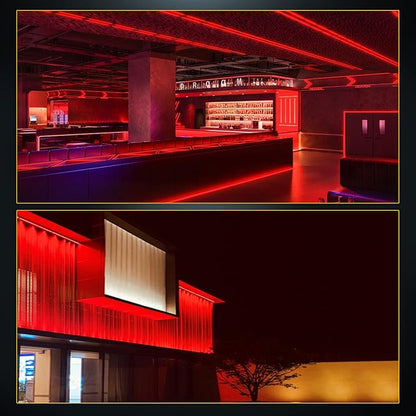 YM E-Bright Red Led Neon Strip Light Without Power Supply, 12V Silicone Indoor Outdoor 16.4Ft 600SMD Waterproof Flexible for Signboard Bar Home TV Kitchen Bedroom Party Holiday Decoration