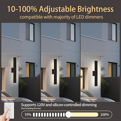 Aluminum Modern LED Wall sconces, 24.4 inch Matte Black Waterproof Wall Lights with 28W LED Light Source for Indoor, Outdoor, Living Room, Bedroom, Garage, Porch, Hallway