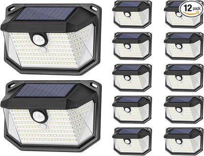 Solar Outdoor Lights, 12-Pack Super Bright 178 LEDs Motion Sensor Wall Light with 270° Wide Angle & 3 Modes, Waterproof Solar Powered Security Light for Patio Garden Garage Front Door