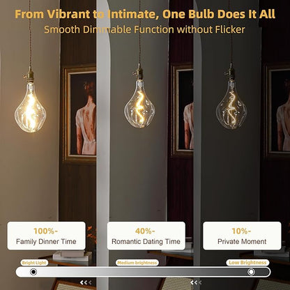 A165 Large Vintage LED Bulb,Dimmable 2700K Soft White Light,8W Oversized Edison Bulb Equivalent To 100W With E26 Base,Irregular Jumbo Globe For Pendant,Giant Decorative Light Floor Lamps 1Pack