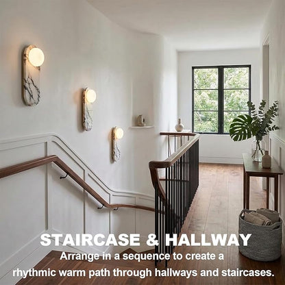 Natural Marble Wall Sconces, Alabaster Wall Light, Hardwired Wall Light Fixtures, Modern Wall Mount Wall Lights for Dining Room Stairs Bedroom