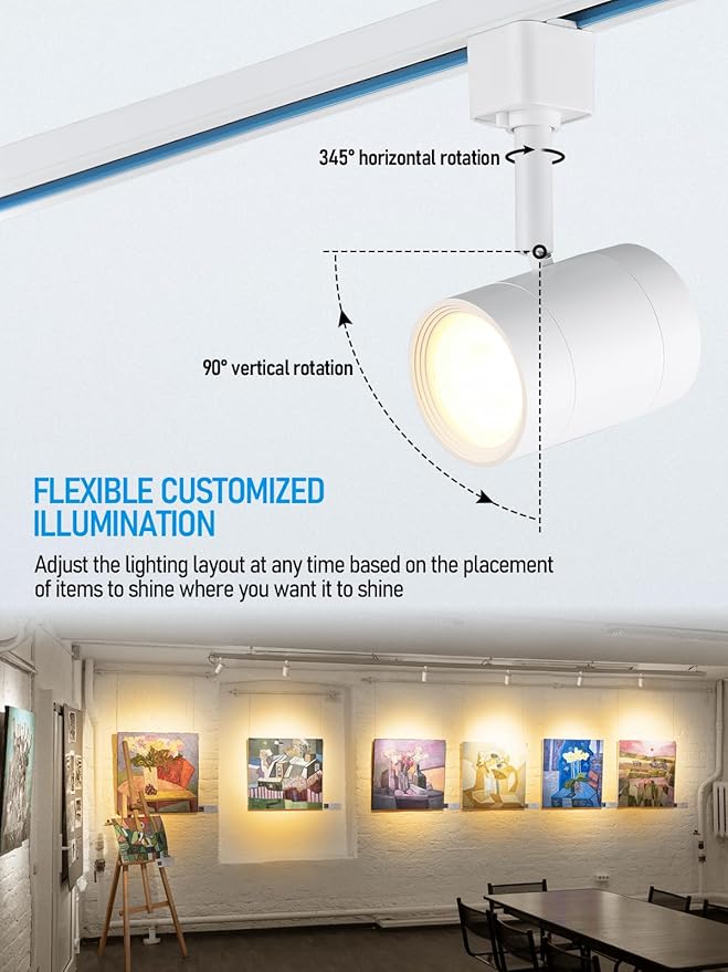 LEONLITE Studio Series 8.5W LED H Track Lighting Heads, ETL Listed, Dimmable Retail Track Light Heads for Store Shop Cafe, 600LM, CRI90, H Track Lighting, 2700K Soft White, Matte White, Pack of 4
