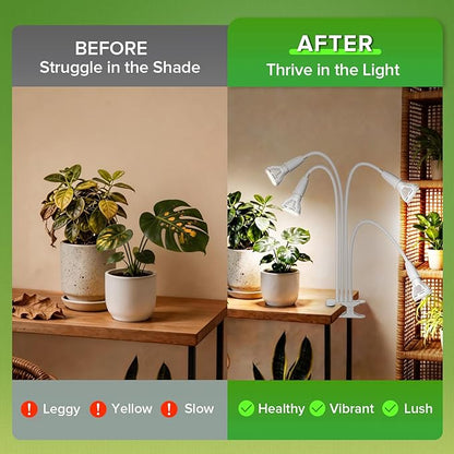 Grow Lights for Indoor Plants, LED 40 W Full Spectrum Bulb Replaceable Plant Light, 600 W Equivalent Clip on Grow Light with Optical Lens for Indoor Growing, Lifetime Free Bulb Replacement