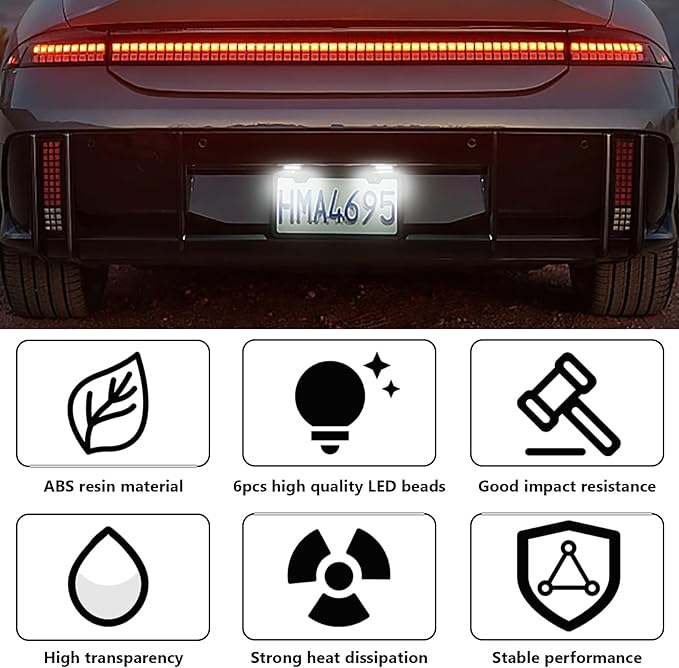 ecocstm 8 PCS White LED License Plate Light, 6-SMD Waterproof Tag Lights, 12V-24V DC Lamp Taillight, Step Courtesy Light Dome Cargo Lights for Truck SUV Van RV Trailer