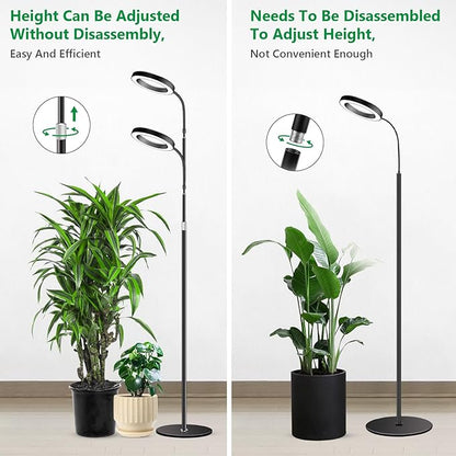 Aumtrly Grow Lights for Indoor Plants, Full Spectrum Floor Standing Plant Lights with 68" Stand for Growing Large Tall Plants, Black Halo LED Plant Grow Light with 6/12/16H Timer