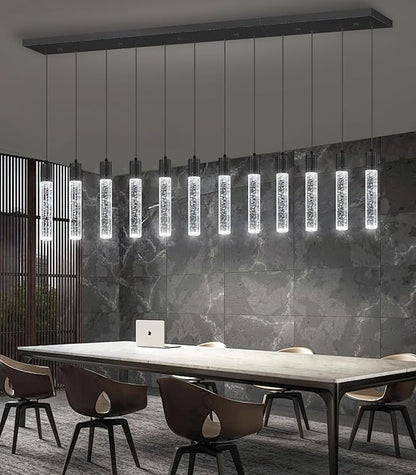 Modern Crystal Chandeliers LED Pendant Light for Kitchen Island Dining Room Entrance Foyer Living Room 6000K Black
