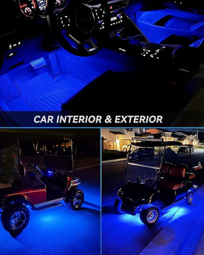 Keiurot Car Led Strip Lights 24" Connectable Blue Led Light Strip for Cars Boat Marine Golf Cart Trucks Waterproof 12V Led Light Strip, 4Pack