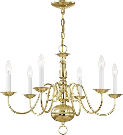 Livex Lighting 5006-02 Williamsburgh 6 Light Polished Brass Chandelier