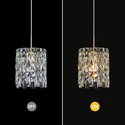 Modern K9 Crystal Pendant Lights Kitchen Island,1 Lighting Gold Chandeliers for Dining Room Light Fixtures Over Table,Hanging Chandelier for Kitchen Island Entryway Bathroom BedHead Light