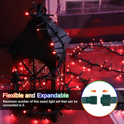 LAMPHOME 500 LED Red String Lights, 46ft 11 Modes Plug in Twinkle Fairy Lights, Waterproof Connectable Cluster Christmas Lights for Christmas Tree, Valentine's Day, Bedroom & Party Decor