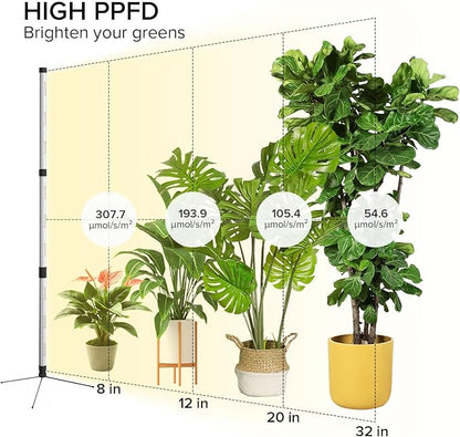 SANSI T10 Standing Grow Lights for Indoor Plants, 80W 144 LEDs Full Spectrum Plant Light Vertical Grow Light, 4.34FT Adjustable Three-Stage, 5 Dimming, Timer 3/6/12h, 4000K, for Wide Coverage Growth