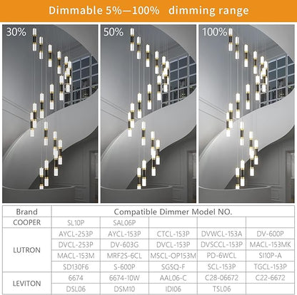 18-Light Modern Kitchen Island Black Gold Ceiling Pendant Light Dimmable LED 108W Staircase Large Chandelier Lobby Living Room Bedroom Foyer High Ceiling Chandelier