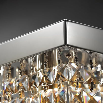 Modern Crystal Chandeliers for Dining Room Light Fixture, 10-Light Rectangle Chandelier Ceiling Light for Kitchen Island Living Room, L47.2 Inch, Chrome Finish