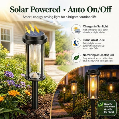 DERAYSION Solar Lights Outdoor Pathway, 8 Pack Large LED Solar Garden Lights, 21-Inch Waterproof Auto Dusk to Dawn Outdoor Solar Lights for Yard, Landscape Path, Driveway, Warm White