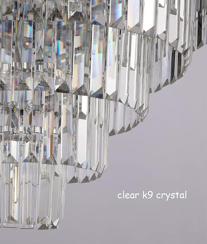 Chrome Crystal Chandelier, 7 Lights 4-Tier Modern Luxury Chandelier Lighting Fixture for Dining Room, Entryway, Bedroom, Round 21.6"