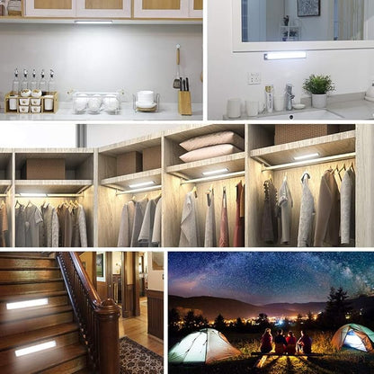 RXWLKJ 54-LED Under Cabinet Lights,USB Rechargeable Kitchen Night Light,Battery Operated Counter Closet Lighting,Wireless Motion Activated Light for Cabinets Cupboard Pantry(Warm Light 2Pack
