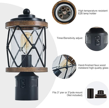 Motion Sensor Outdoor Post Lights, 4 Lighting Modes Lamp Posts Outdoor Lighting, Dusk to Dawn Waterproof Aluminum Post Lights Fixtures Pole Light for Outside Patio Yard Garden Fence Yard