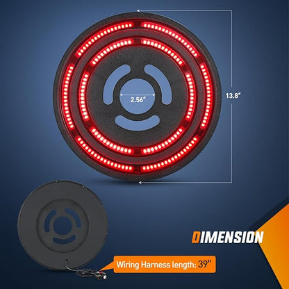Nilight Spare Tire Brake Light Red Double Row LED Ring 3rd Third Stop Rear Wheel Lights Plug and Play Fit for 2021 2022 2023 Ford Bronco 2/4 Doors