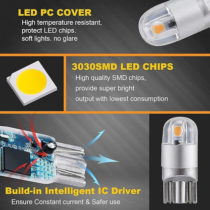 Auxbeam 194 T10 LED Bulbs Amber, Non-Polarity Extremely Bright 168 W5W Car Interior Lights, Replacement Bulb for License Plate lights, Dome Map Light, Dashboard Lights, 10 PCS