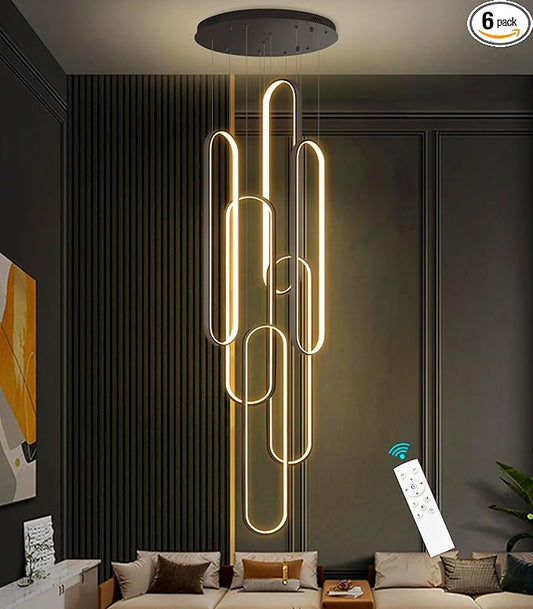 Modern LED Chandeliers for Foyer Entryway High Ceiling Long Staircase Chandeliers Dimmable Dimmable Flush Mount High Villa Foyer 2700k-6000k