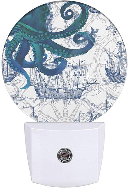 EKOBLA Octopus Plug-in Night Light, Vintage Sea Monster Nautical LED Nightlight with Dusk to Dawn Sensor for Home Decor