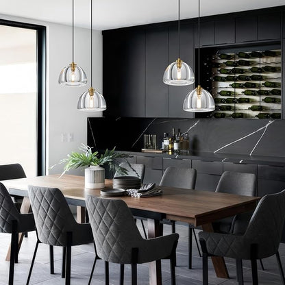 2 Head of Hemispher K9 Crystal Pendant Light with Brass Rod,7.1" Dimmable Contemporary Light Above Dining Table,Modern Ceiling Hanging Lighting for Bedroom E12 Bulbs Included