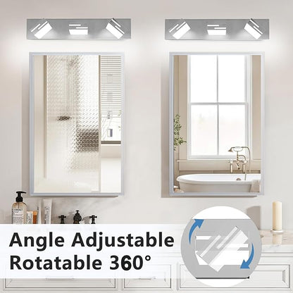 LED Modern Bathroom Vanity Light Fixtures, 3-Light 22-inch Dimmable Chrome Vanity Lights for Bathroom Lighting Fixtures Over Mirror, with 360° Rotatable Heads (Cool White 6000K)
