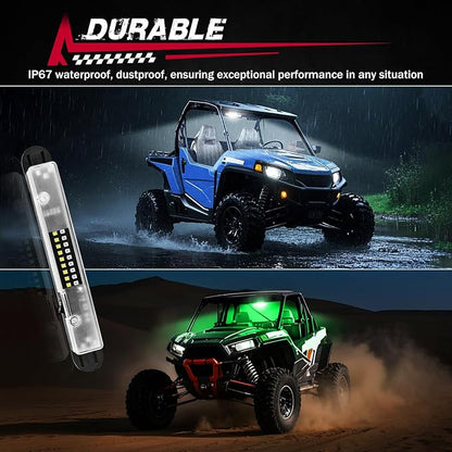 UTV Interior Dome Light with Switch, FASTCHOY AUTO Roll Bar Cage Mount Dome Light Battery Powered Universal Roll Bar Mount Lights for UTV ATV Side by Side Can-Am Polaris RZR - White/Green (2 Pack)