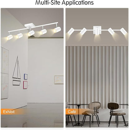 BoostArea Track Lighting Fixtures Ceiling, 5 Light White Track Light with Rotatable Light Heads, Modern Track Lighting Fixtures Ceiling for Kitchen/Living Room,GU10 Bulb Not Included