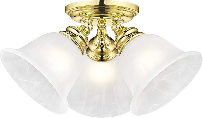 Livex Lighting 1358-02 Essex 3-Light Ceiling Mount, Polished Brass