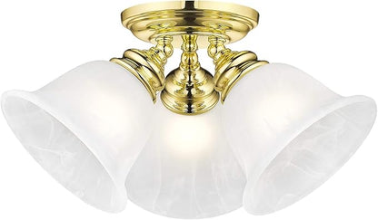 Livex Lighting 1358-02 Essex 3-Light Ceiling Mount, Polished Brass