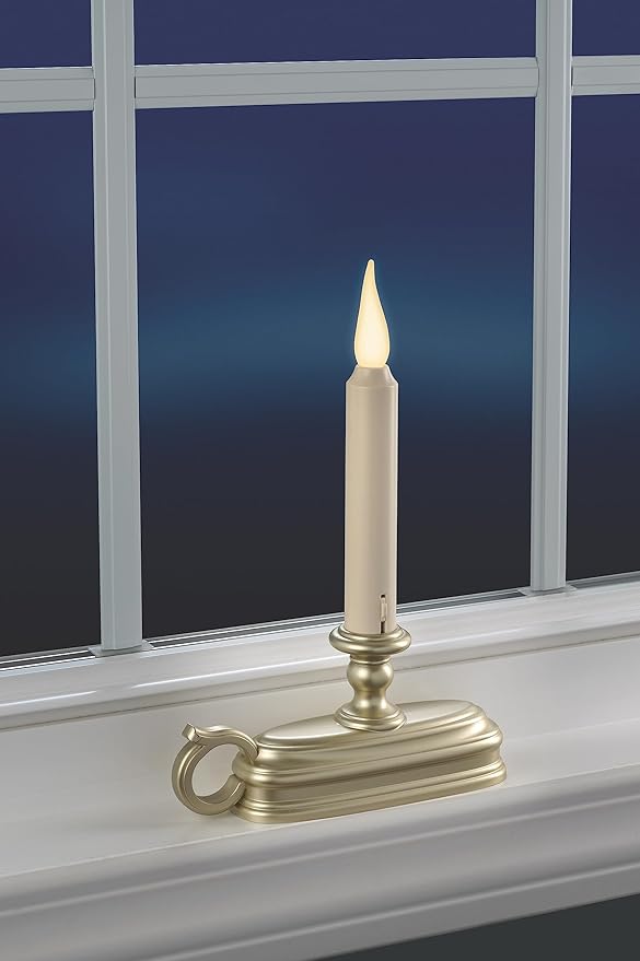 Xodus Innovations FPC1625P-6 Battery Operated 9 Inch Window Candle New Dynamic 3 D Warm White Flicker Flame, with 3 Position Switch and Automatic On Timer, Pack of 6, Silver/Pewter