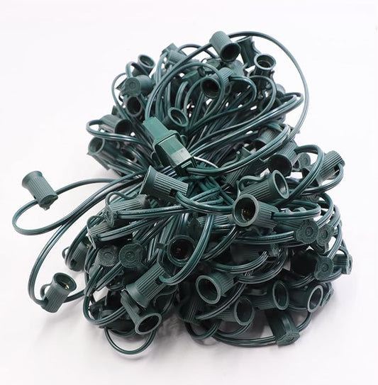 C7 Green Sockets String - 100FT 12" Spacing - Outdoor Christmas Stringer Set