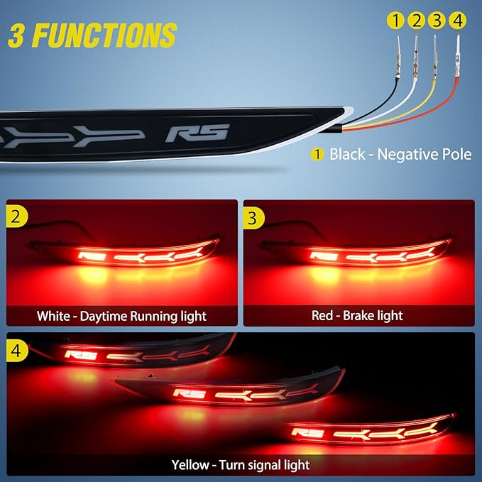 Nilight Rear Bumper Tail Light Compatible with 2017 2018 2019 2020 2021 2022 Chevy Equinox Smoke Lens LED Reflector Bumper Lamps Brake Turn Signal Sequential Flashing Driving Taillights Replacement