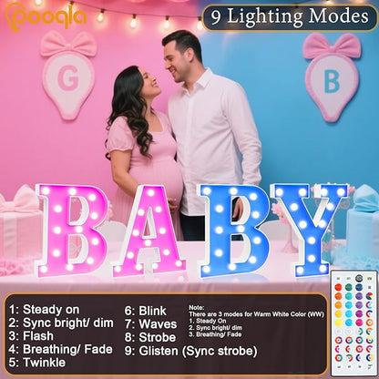 Pooqla Colorful Light Up Letters with Remote, Upgraded 35 Colors LED Marquee Letters, RGB Lighted Letter for Girls Teenager Gift, Birthday, Party, Wedding, Night Light, Room, Bedroom Decor, Letter I