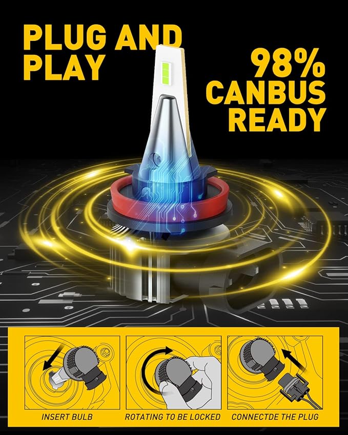 AUXITO H8 H11 H16 LED Fog Lights Bulbs, 8000K Ice Blue 400% Brightness, H11ll H8ll LED Bulbs DRL Fog Lamp Replacement Bulb, Canbus Ready, Plug n Play, 2 Pack