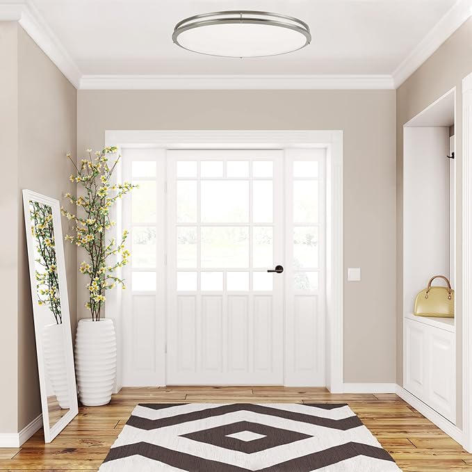 Design House 32 Inch Owens Integrated LED Ceiling Light, Dimmable, Bed Hall Kitchen Entry, Brushed Nickel – Design House, 587261