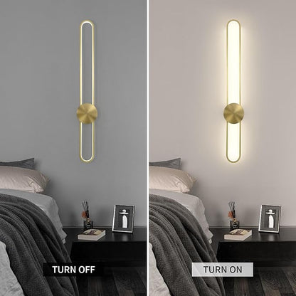 JAYMP Modern Wall Sconce 4000K Dimmable LED Wall Light Fixture, Hardwired Wall Lamp for Living Room, Dining Room, Bedroom, Hallway, Lobby, Entryway, 1 Pack (Brushed Gold, H90cm/35.4inch)