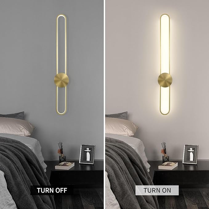 JAYMP Modern Wall Sconce 4000K Dimmable LED Wall Light Fixture, Hardwired Wall Lamp for Living Room, Dining Room, Bedroom, Hallway, Lobby, Entryway, 1 Pack (Brushed Black, H56cm/22inch)