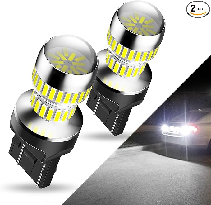 AUXITO 7440 7443 LED Bulbs for Reverse Lights, 6000K Bright White T20 7441 7444 LED Light for Exterior Backup Tail Brake DRL Turn Signal Parking Lights, Pack of 2