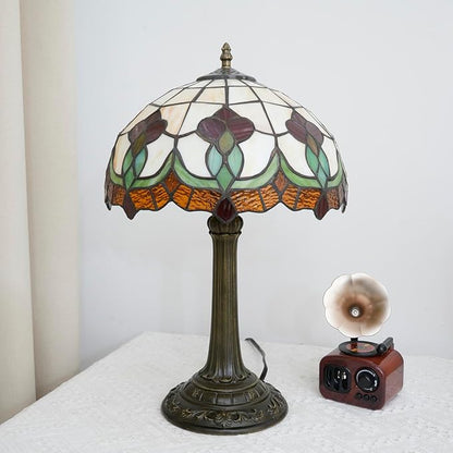 Red Tuilp Tiffany Lamp Stained Glass Table Lamps Antique Vintage Style Bedside Nightstand Nightstand Decor Living Room Bedroom Office Home Retro Bar Hotel 12 Inch Unique Reading Desk Lamps