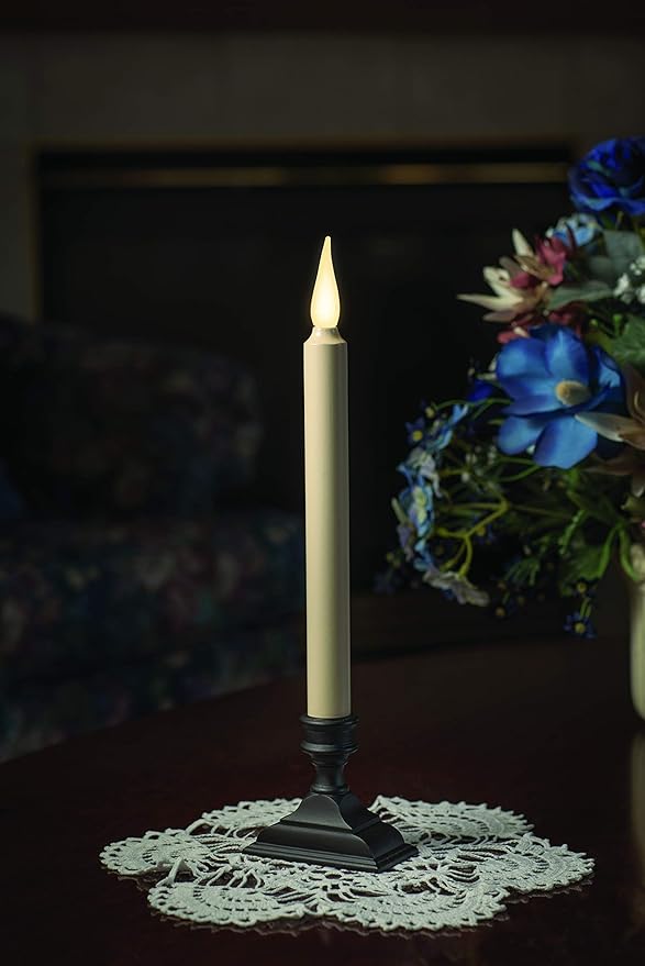 Xodus Innovations FPC1650-4 Battery Operated Flameless 12 inch Taper Candle and Base with 3D Warm White Flickering Flame and 6 Hour Automatic Timer, Pack of 4