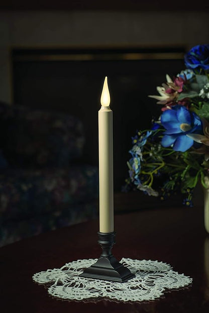 Xodus Innovations FPC1650-4 Battery Operated Flameless 12 inch Taper Candle and Base with 3D Warm White Flickering Flame and 6 Hour Automatic Timer, Pack of 4