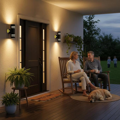 Outdoor Wall Lights 2 Pack, Dusk to Dawn Exterior Wall Light Fixtures, IP65 Waterproof Porch Lights Outdoor, Modern Black E26 Wall Sconce with LED Bulbs Included, 13 Inch (2, Black)