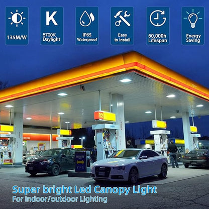 LED Canopy Lights Outdoor, with Selectable Wattage (100/80/60W) and CCT,IP65 Waterproof, for Carport, Gas Station, Tunnel, Warehouse, Inner Parkinglot,Shop Lights 10 * 10 (45W-6P)