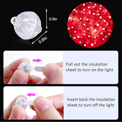 ZGWJ 50PCs Red Balloon Lights Mini, Battery Powered, Long Standby Time Waterproof Tiny Led Round Light for Paper Lantern Balloon Party Easter Eggs Wedding Christmas Halloween Decorations﻿