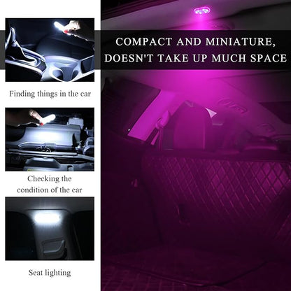 Wevdn 2 PCS Car LED Lights Interior Wireless, Sticky Car Ambient Lighting with 6 Bright LED Lamp Beads, Portable USB Rechargeable Vehicle Interior Led Night Light for Car (Colorful)