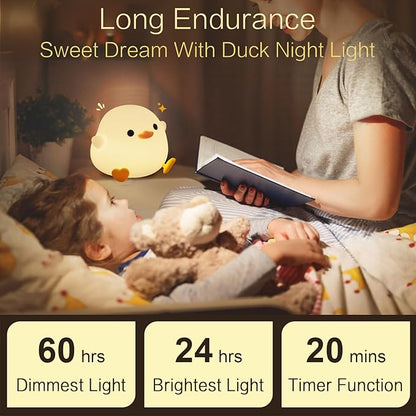 YR YRHH-PET Duck Cute Lamp, Squishy Dodo Duck Kids Night Light, Dimmable Bedside Light, Baby Nursery Touch Animal Silicone Nightlight, Boy Girl College White Elephant Gift, Desk Decor Bean Ducky Stuff