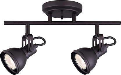 Canarm Polo 2-Light Track Lighting Fixture, Oil Rubbed Bronze, Modular Adjustable Heads, Modern Industrial Ceiling or Wall Mount for Living Room, Kitchen